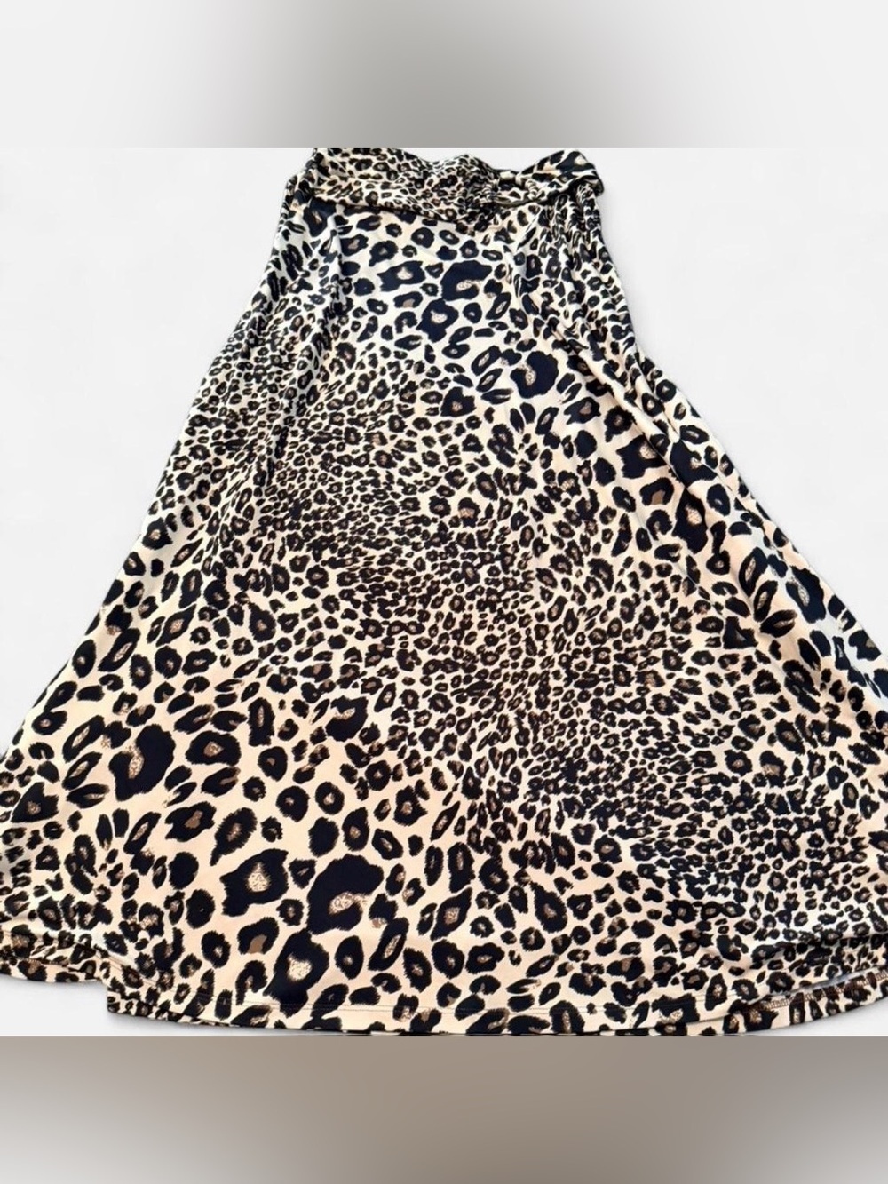 Robert Louis Leopard Print Maxi Skirt, Black & Cream, Size Small